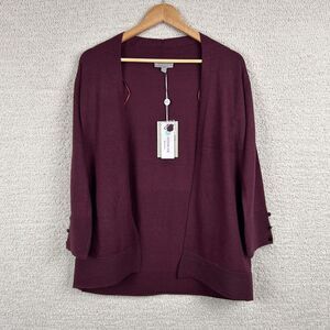 Evolution by‎ Cyrus Cardigan Womens S Plum Open Front Extra Soft Stretch Buttons